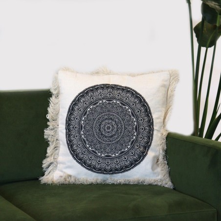 Coussin Mandala Traditionnel - 45x45cm - noir