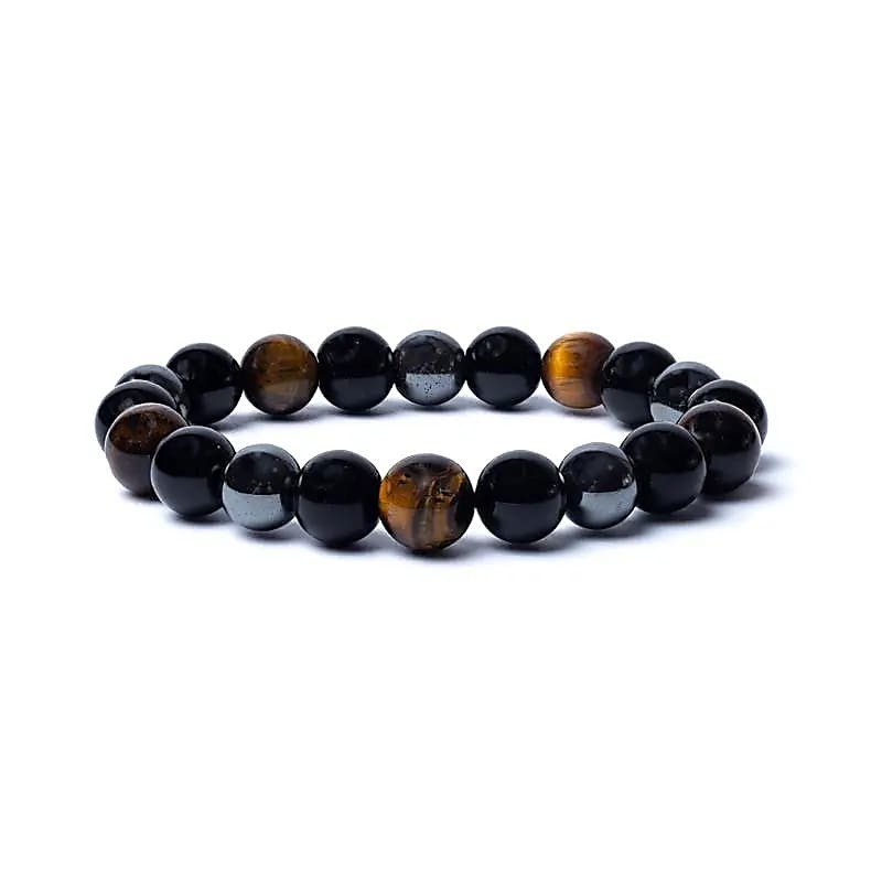 Bracelet Hematite / Oeil de Tigre / Obsidienne - 9 mm