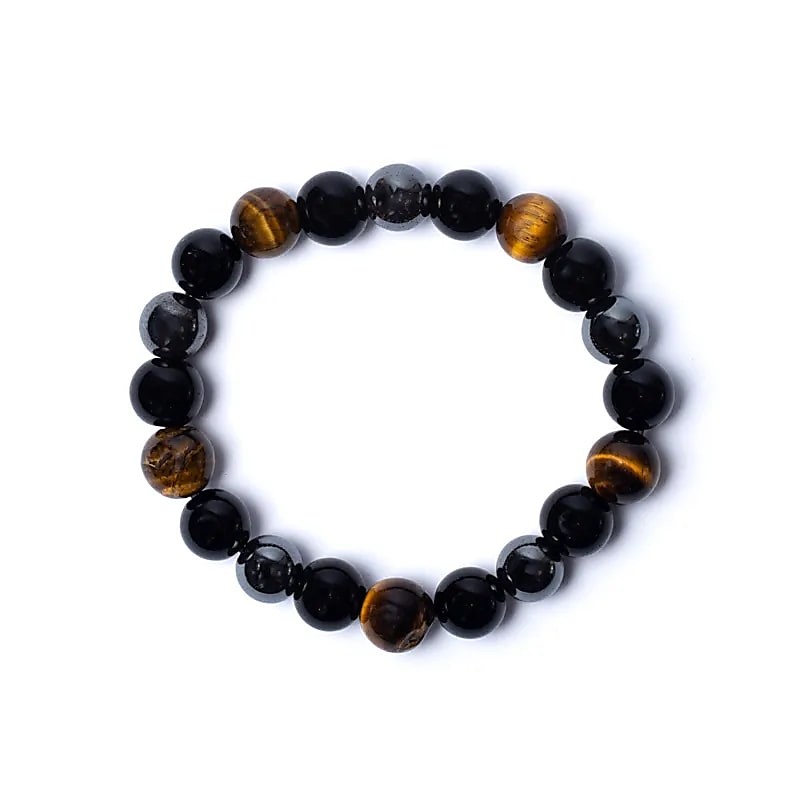 Bracelet Hematite / Oeil de Tigre / Obsidienne - 9 mm