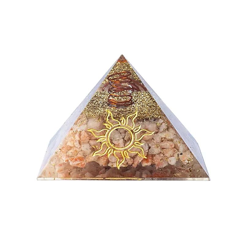 Pyramide Pierre de Soleil - orgonite - Symbole soleil