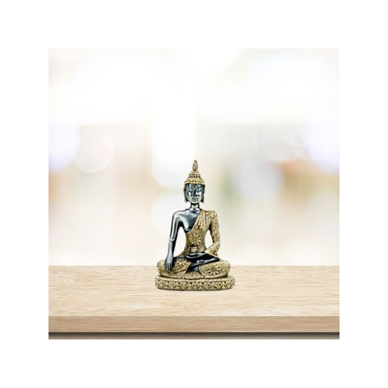 Bouddha statue noire et sable - 10 cm