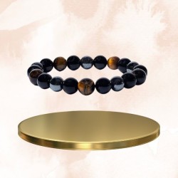 Bracelet Hematite  Oeil de Tigre  Obsidienne - 9 mm