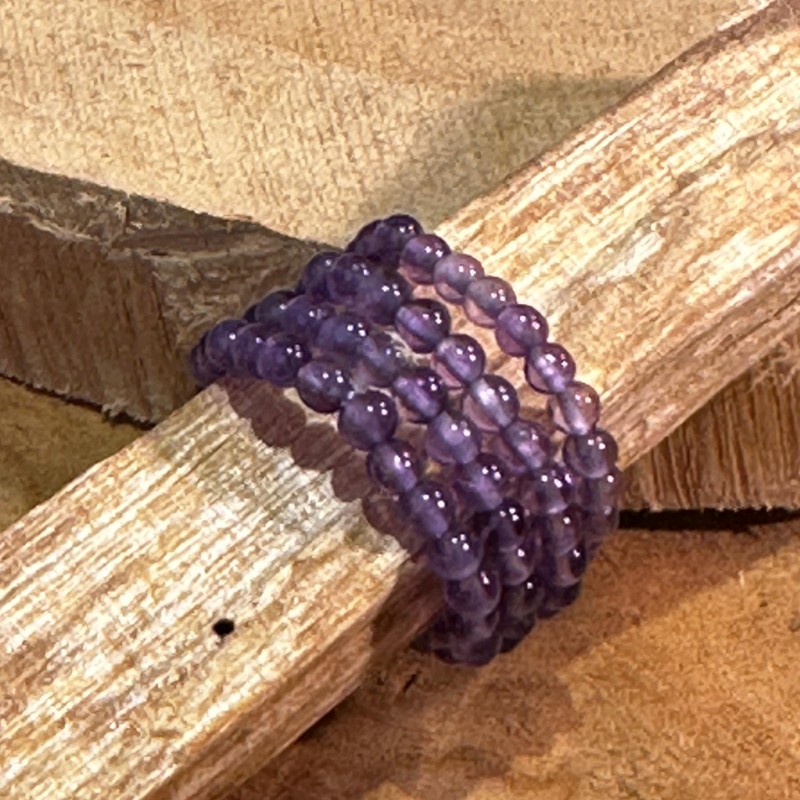 Bague Amethyste pierres - élastique