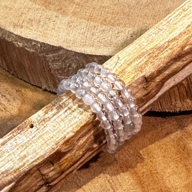 Bague Cristal de roche pierres - élastique