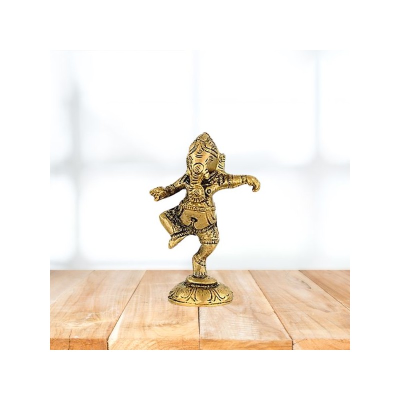 Ganesha dansant statue - laiton - mini-figurine - 10 cm