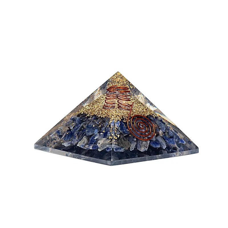 Pyramide Sodalite - orgonite - Symboles lunaire & étoiles