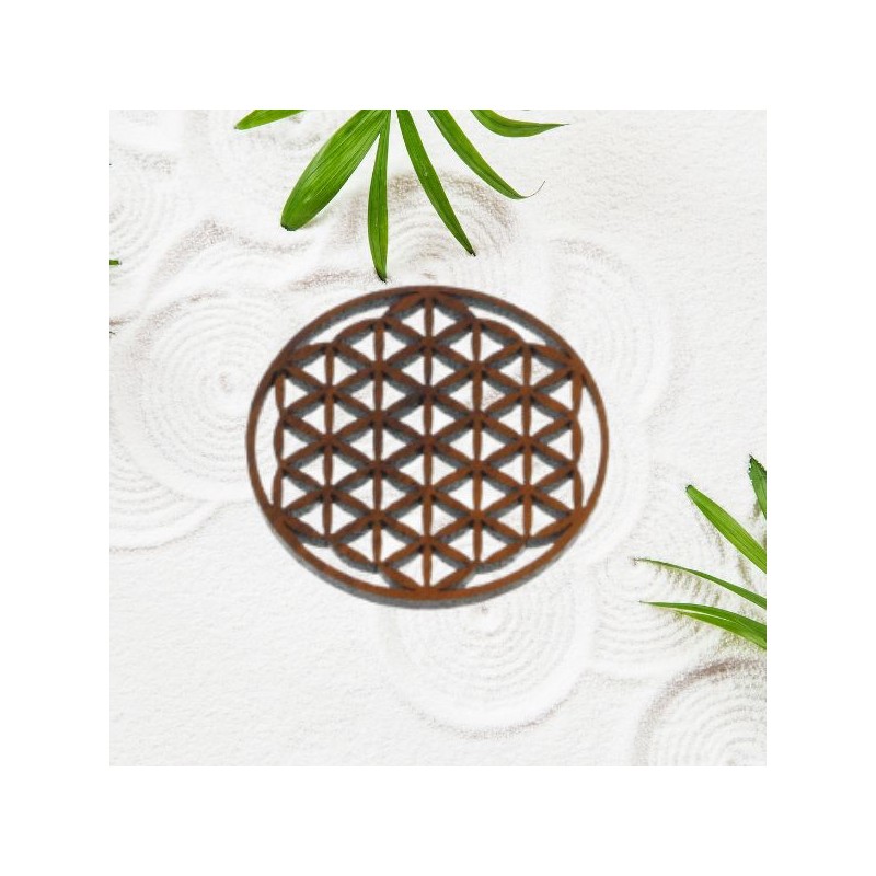 Fleur de Vie - Pendentif  Plaque- 5 cm - bois NOYER