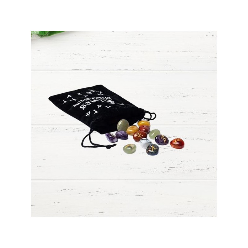 Rune  Oracle 7 Chakras set dans un sac en velours