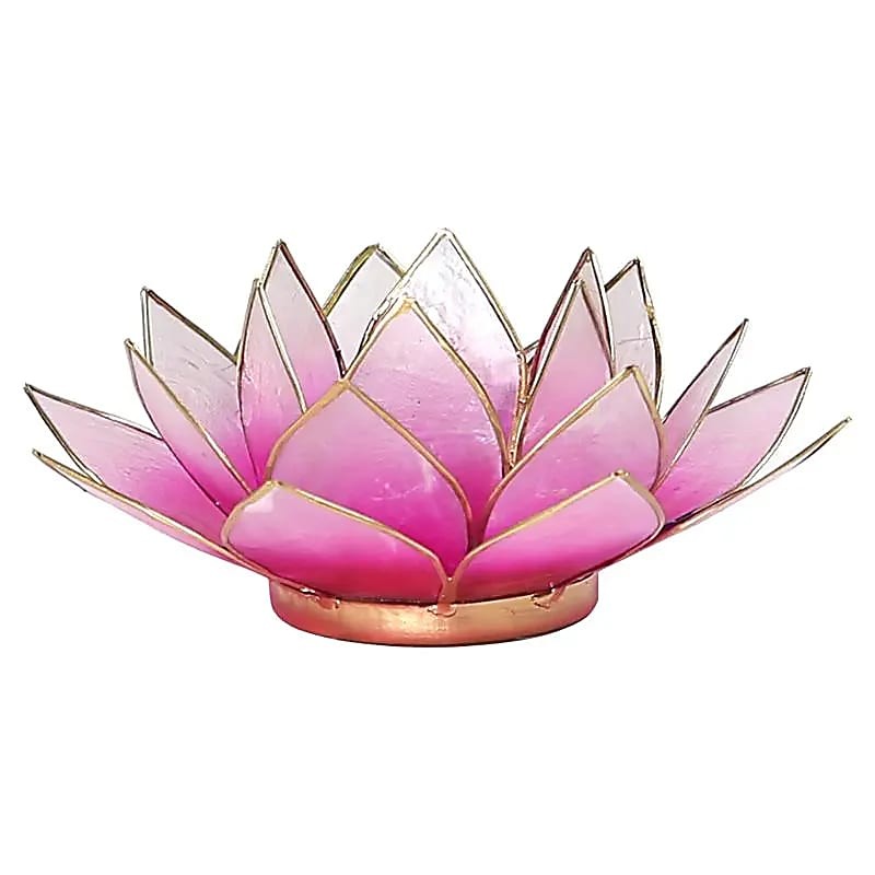 Bougeoir - LOTUS Rose - bord or