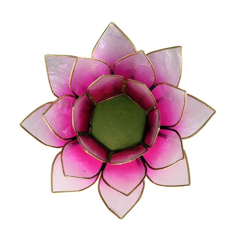 Bougeoir - LOTUS Rose - bord or