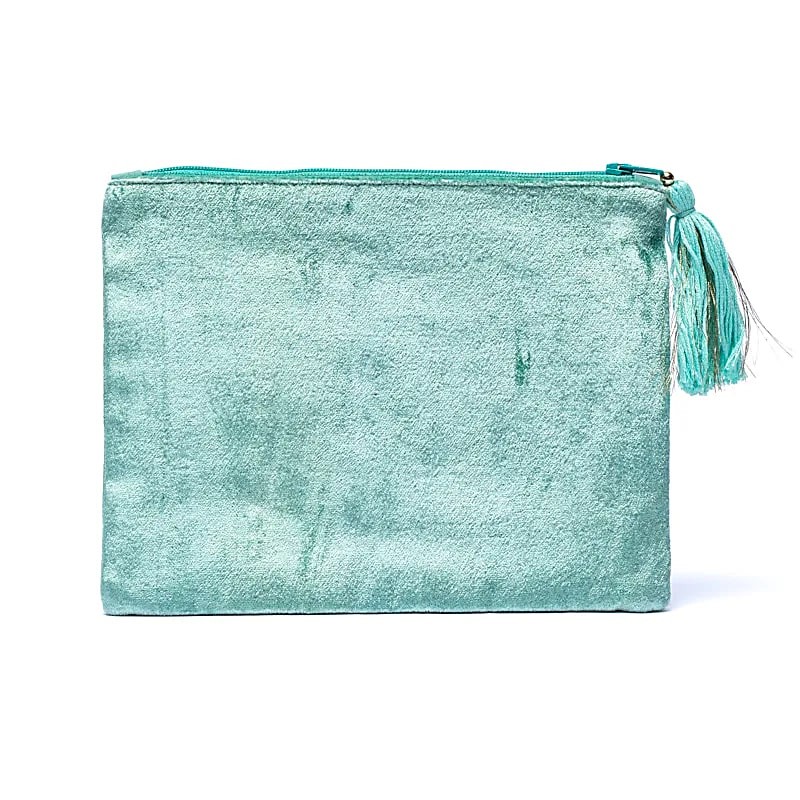 Pochette étui "Phase de Lune" en Velours Menthe – Élégance et Magie - 20x15 cm