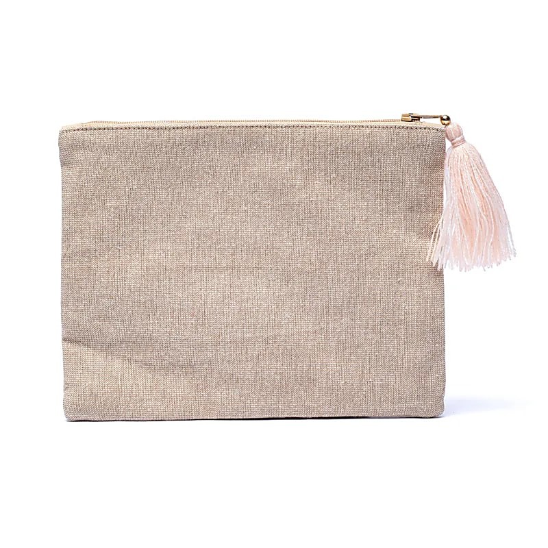 Pochette étui "Fleur de Vie" en Velours Rose beige