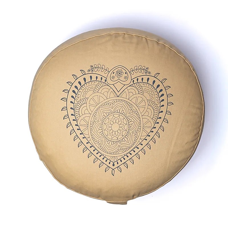 Zafu - coussin de méditation - Coeur - Beige - cosse de sarrassin