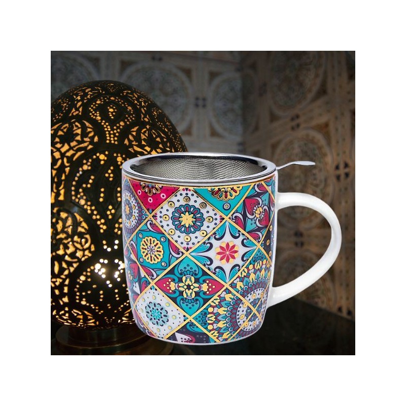 Tasse Mug Oriental - Mandala -SET infuseur  thé