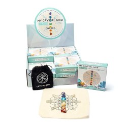 Grille de cristal kit - avec pierres Chakras  - (tissus imprimé + pierres)