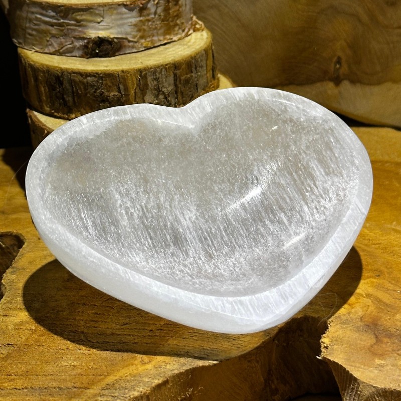 Bol cœur satiné en selenite - 12 * 3 cm