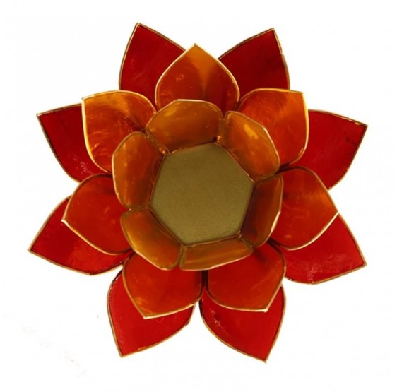 Bougeoir - LOTUS ORANGE ROUGE - bord or