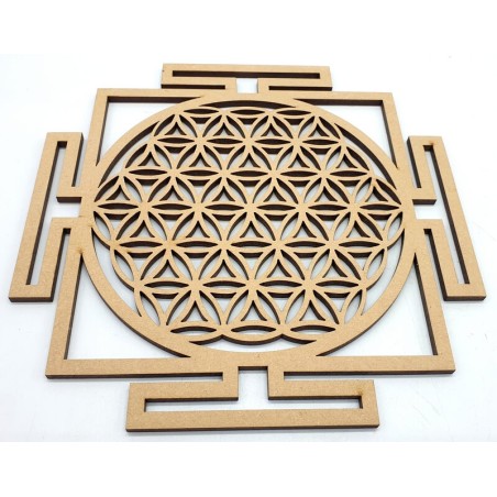 Plaque Fleur de vie Yantra bois 20 cm