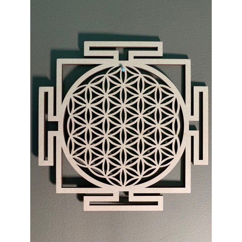 Plaque Fleur de vie Yantra bois 20 cm