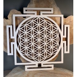 Plaque Fleur de vie Yantra bois 20 cm