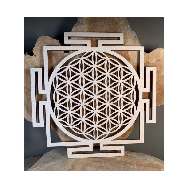 Plaque Fleur de vie Yantra bois 20 cm