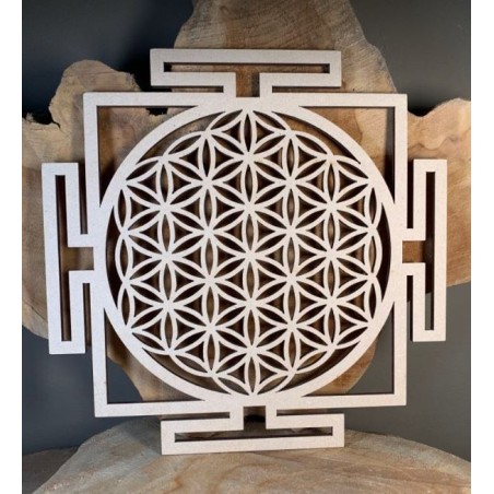 Plaque Fleur de vie Yantra bois 20 cm