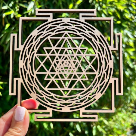 Plaque Sri Yantra Bois - 13.5 cm - carré