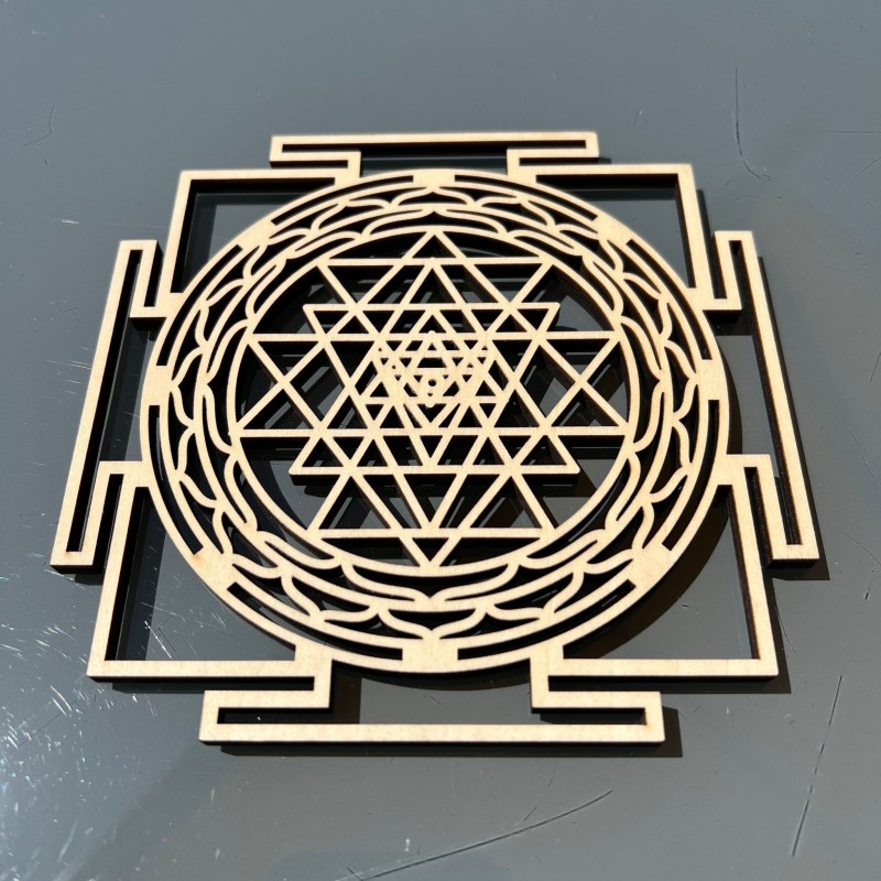 Plaque Sri Yantra Bois - 13.5 cm - carré